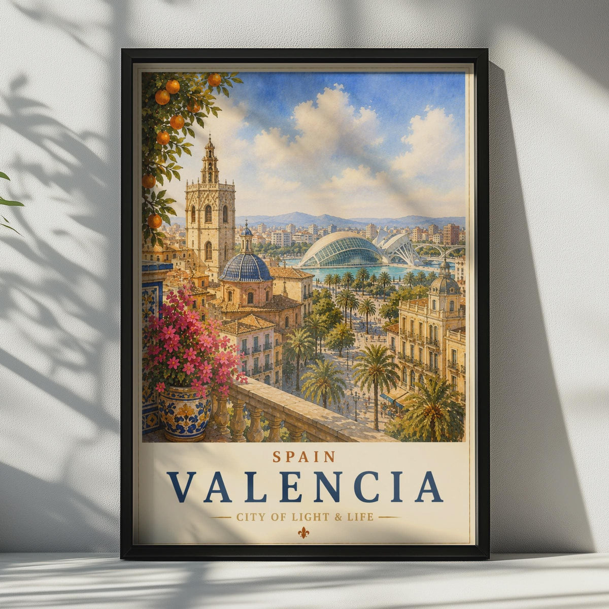 Valencia Spain Travel Poster, City of Arts Sciences Wall Art, Vintage Spanish City Print