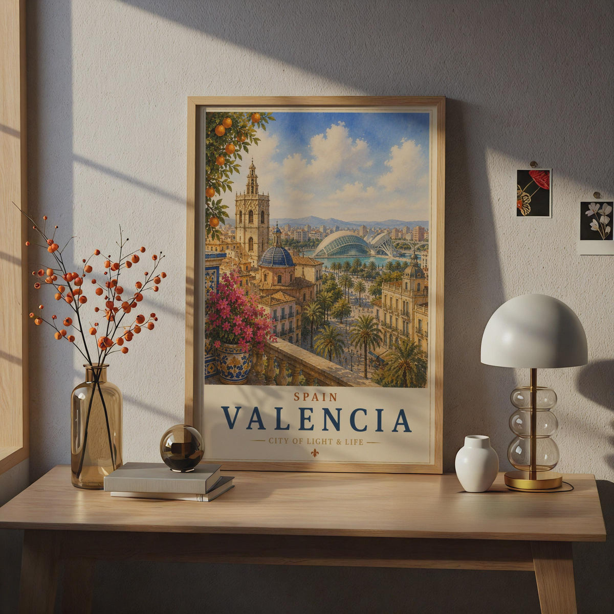 Valencia Spain Travel Poster, City of Arts Sciences Wall Art, Vintage Spanish City Print