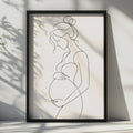 Pregnant Woman Line Art Poster, Minimalist Maternity Wall Art, Neutral Nursery Decor Gift