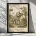 Triceratops Dinosaur Poster, Vintage Botanical Style, Children's Room Wall Art Print
