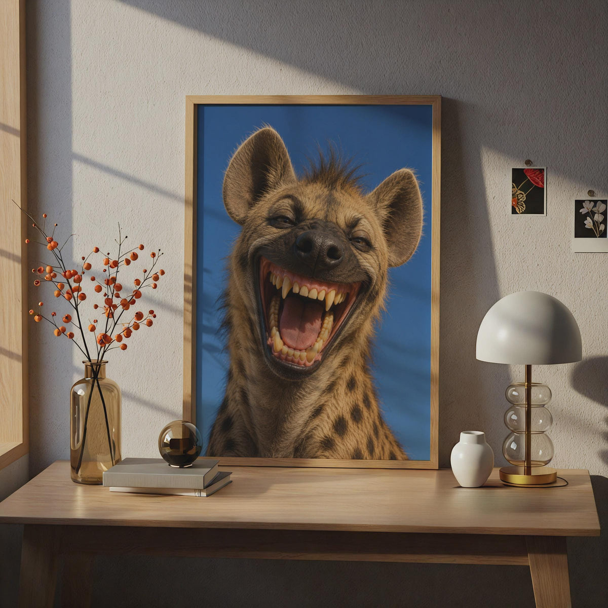 Laughing Hyena Poster, Funny Wildlife Animal Print, African Safari Wall Art