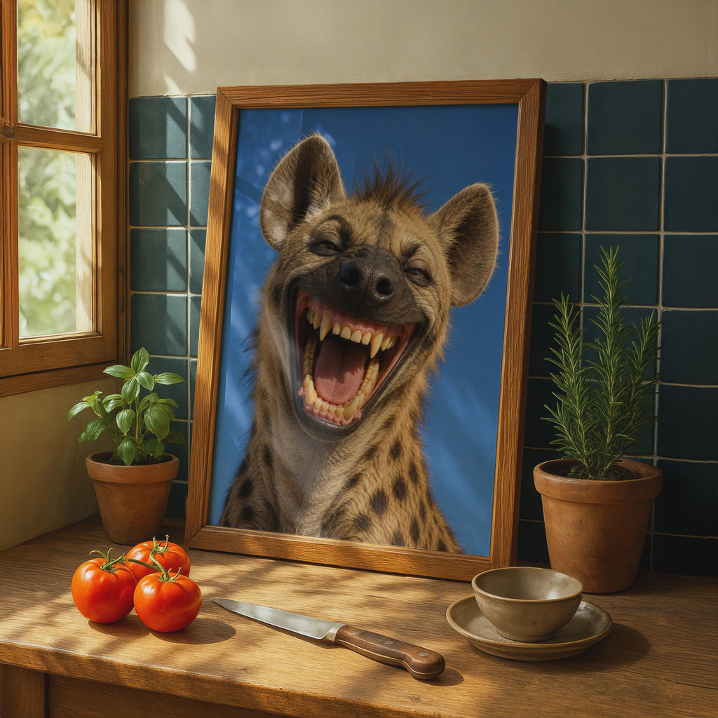 Laughing Hyena Poster, Funny Wildlife Animal Print, African Safari Wall Art