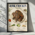Jerk Chicken Poster, Caribbean Food Art Print, Spicy Kitchen Wall Decor, Recipe Ingredients