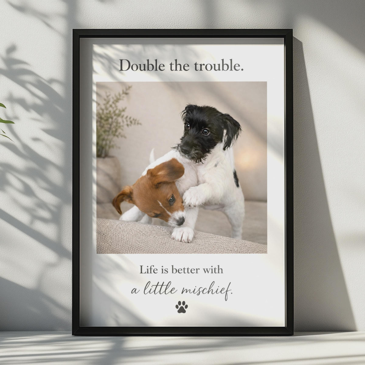 Jack Russell Puppies Poster, Double Trouble Dog Art, Mischief Quote Print
