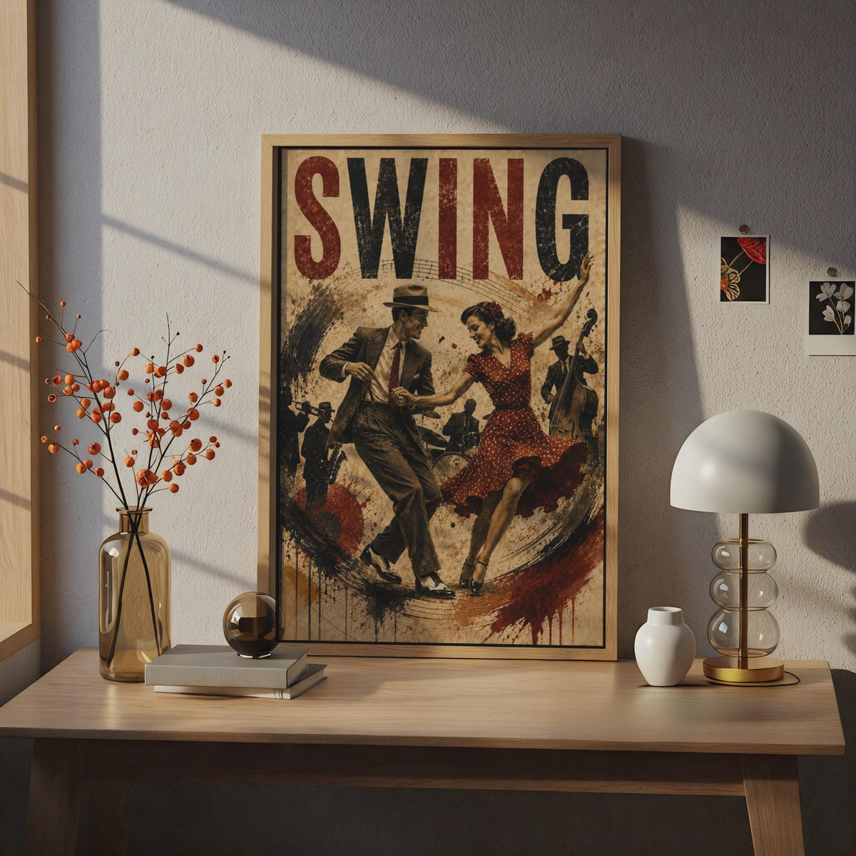 Swing Dance Poster, Vintage Jazz Art, Retro 1940s Lindy Hop, Music Wall Decor