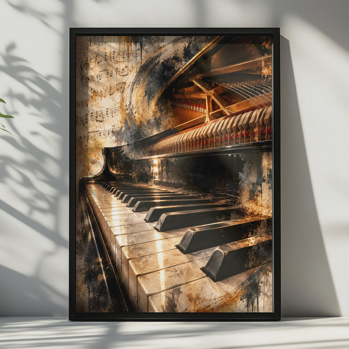 Grand Piano Poster, Music Wall Art, Gold Black Keys Print, Classical Music Decor