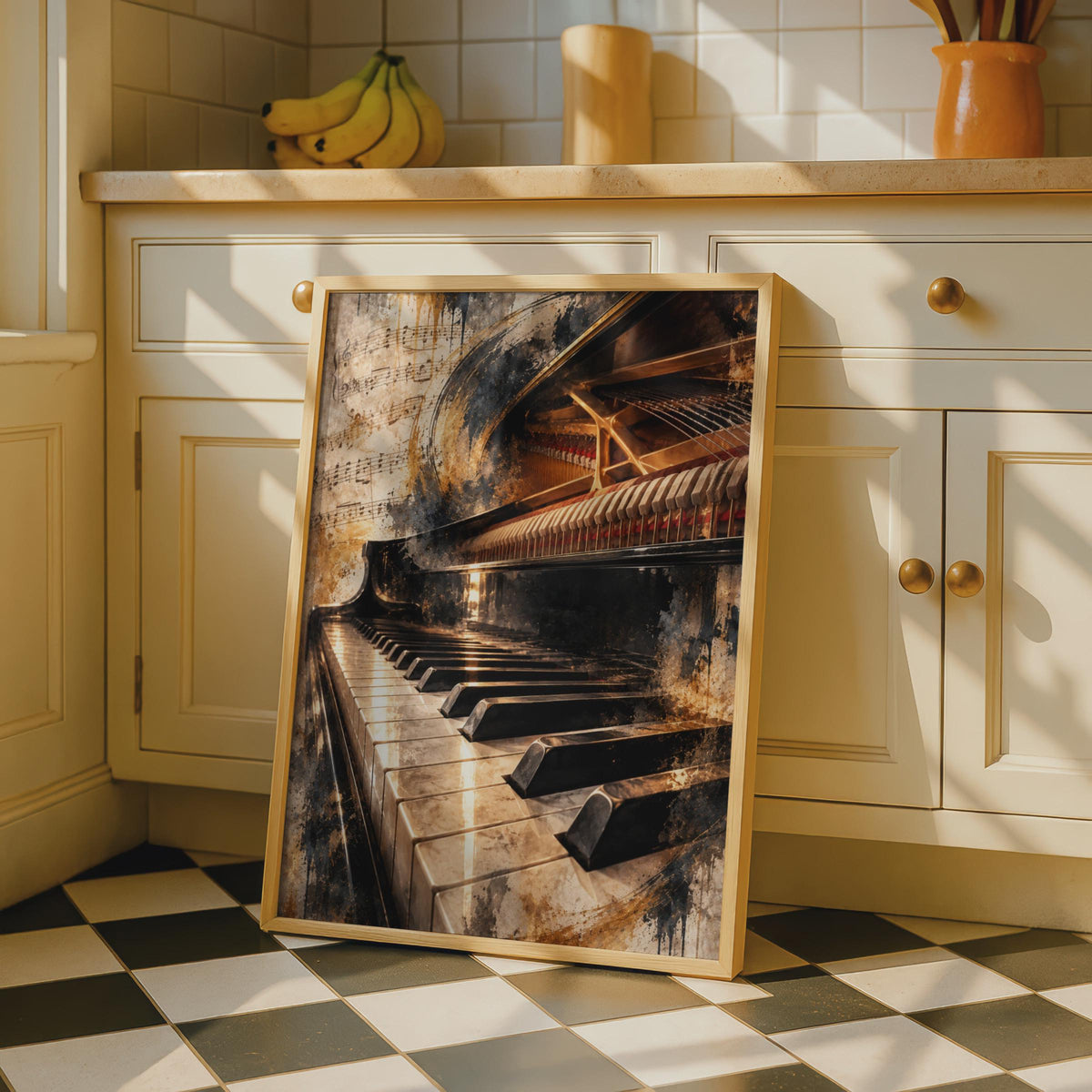 Grand Piano Poster, Music Wall Art, Gold Black Keys Print, Classical Music Decor