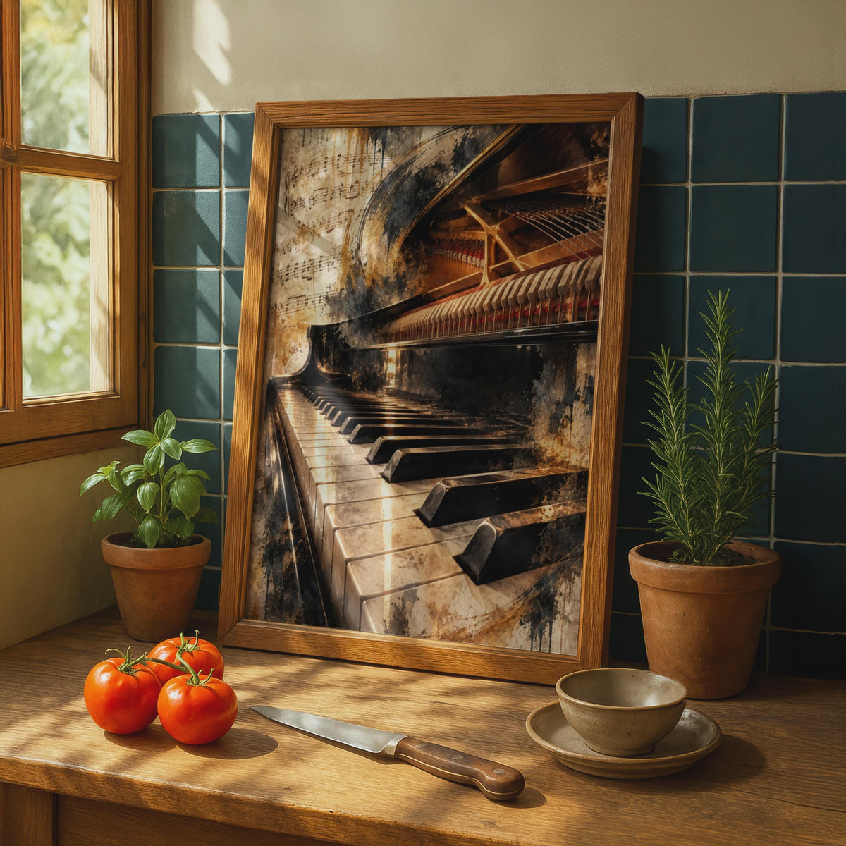 Grand Piano Poster, Music Wall Art, Gold Black Keys Print, Classical Music Decor