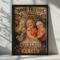 Good Friends Get Inked Tattoo Parlour Poster, Funny Women Friendship Wall Art