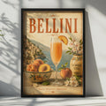 Bellini Cocktail Vintage Poster, Italian Bar Cart Wall Art, La Dolce Vita Prosecco Print