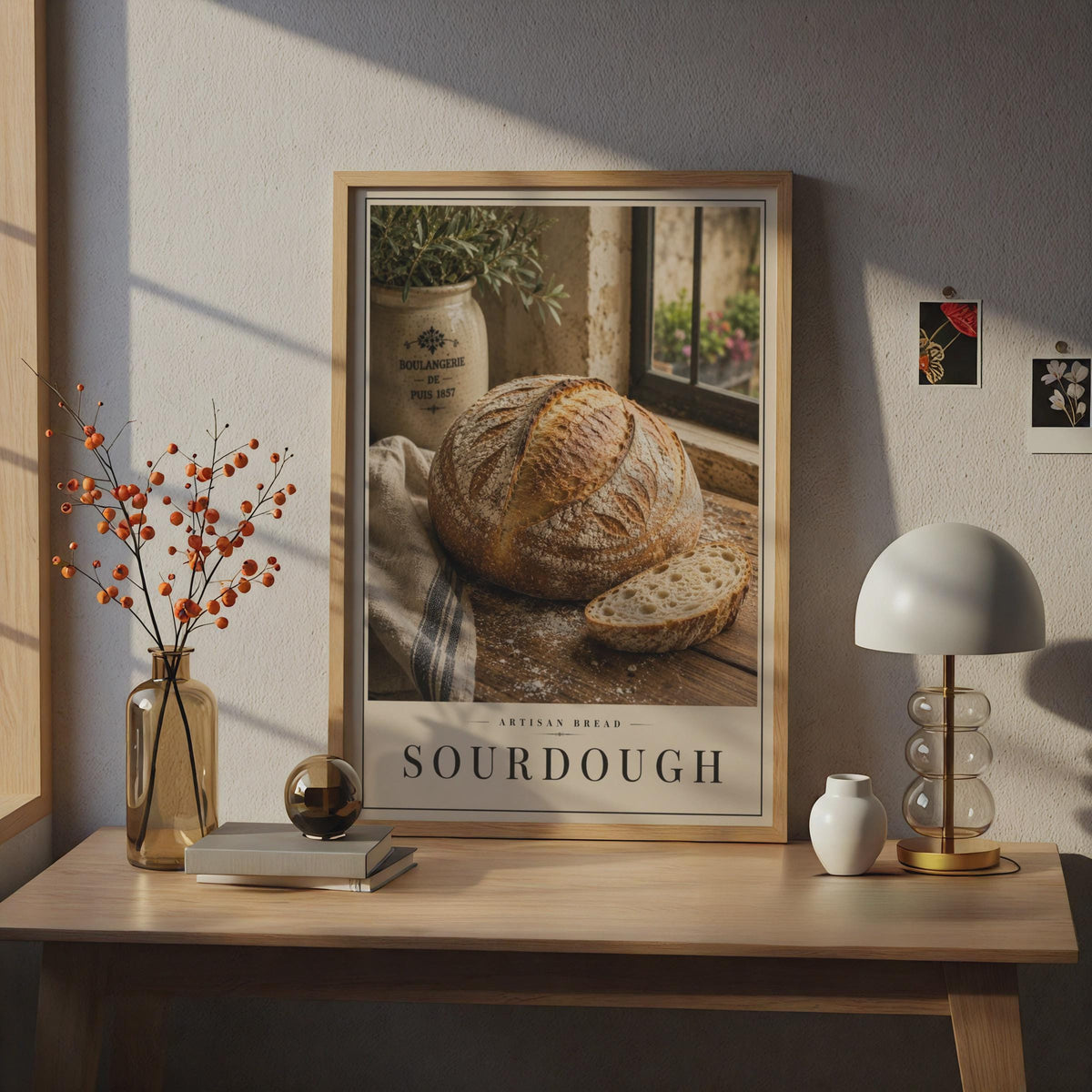 Sourdough Artisan Bread Poster, French Boulangerie Kitchen Wall Art, Rustic Food Print