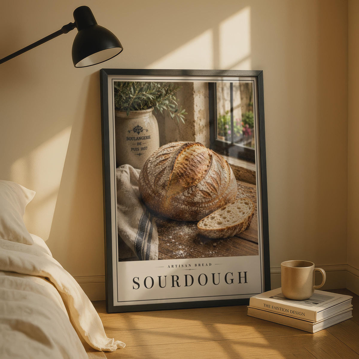 Sourdough Artisan Bread Poster, French Boulangerie Kitchen Wall Art, Rustic Food Print