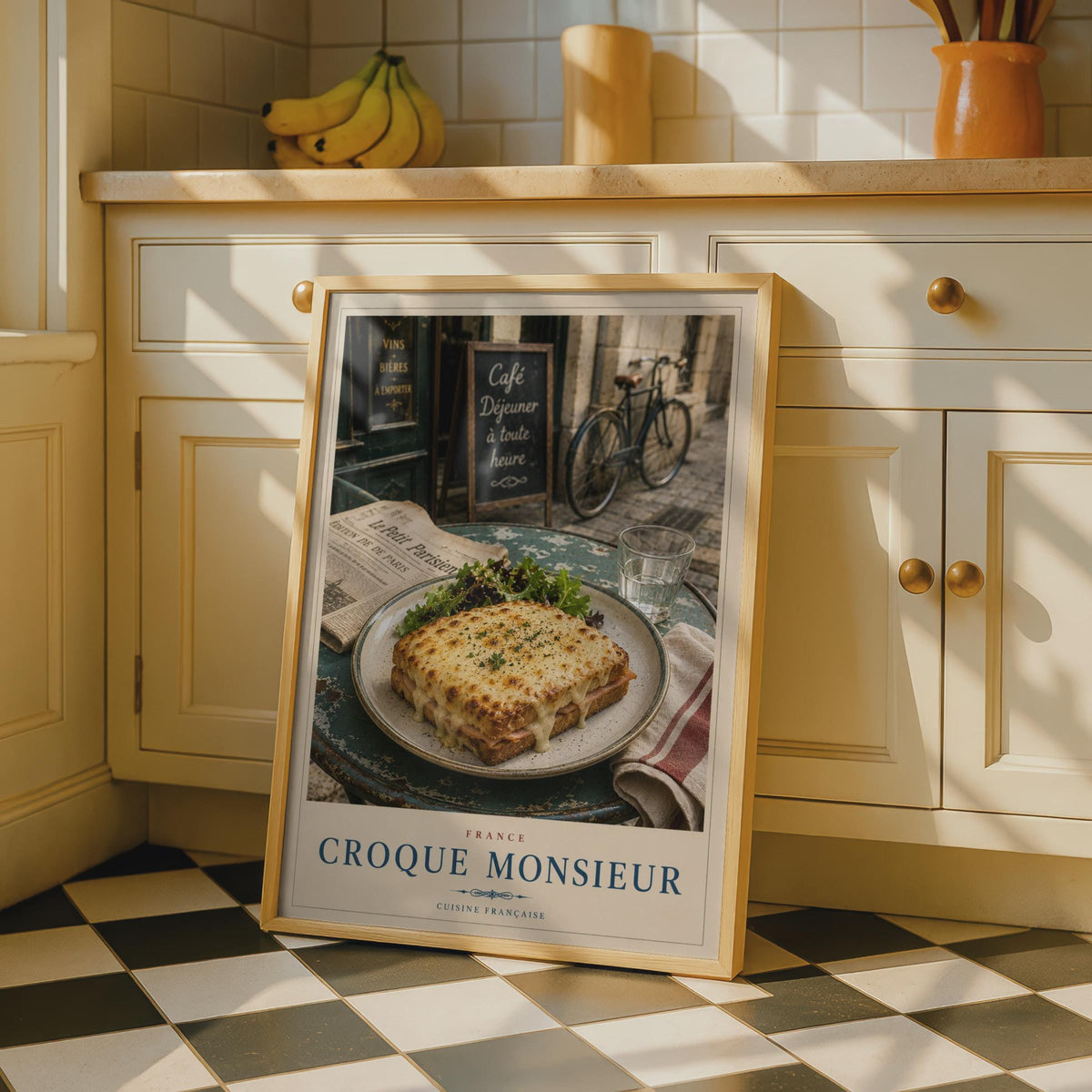 Croque Monsieur French Food Poster, Paris Cafe Kitchen Wall Art, Cuisine Francaise
