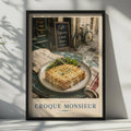 Croque Monsieur French Food Poster, Paris Cafe Kitchen Wall Art, Cuisine Francaise