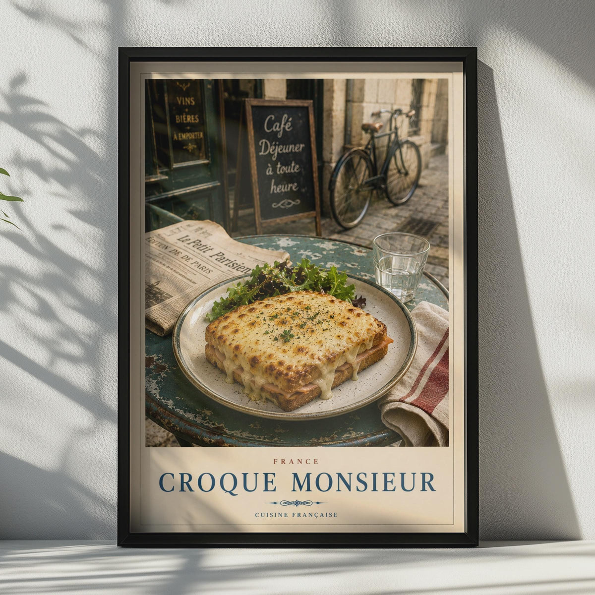 Croque Monsieur French Food Poster, Paris Cafe Kitchen Wall Art, Cuisine Francaise