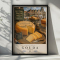 Gouda Holland Artisan Cheese Market Poster, Dutch Kaasmarkt Food Wall Art Print