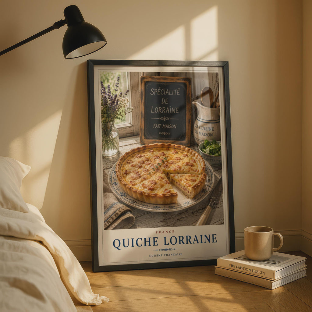 Quiche Lorraine French Food Poster, Cuisine Francaise Kitchen Wall Art, France Recipe Print