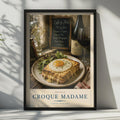 Croque Madame French Food Poster, Cuisine Francaise Kitchen Wall Art, Paris Cafe Print