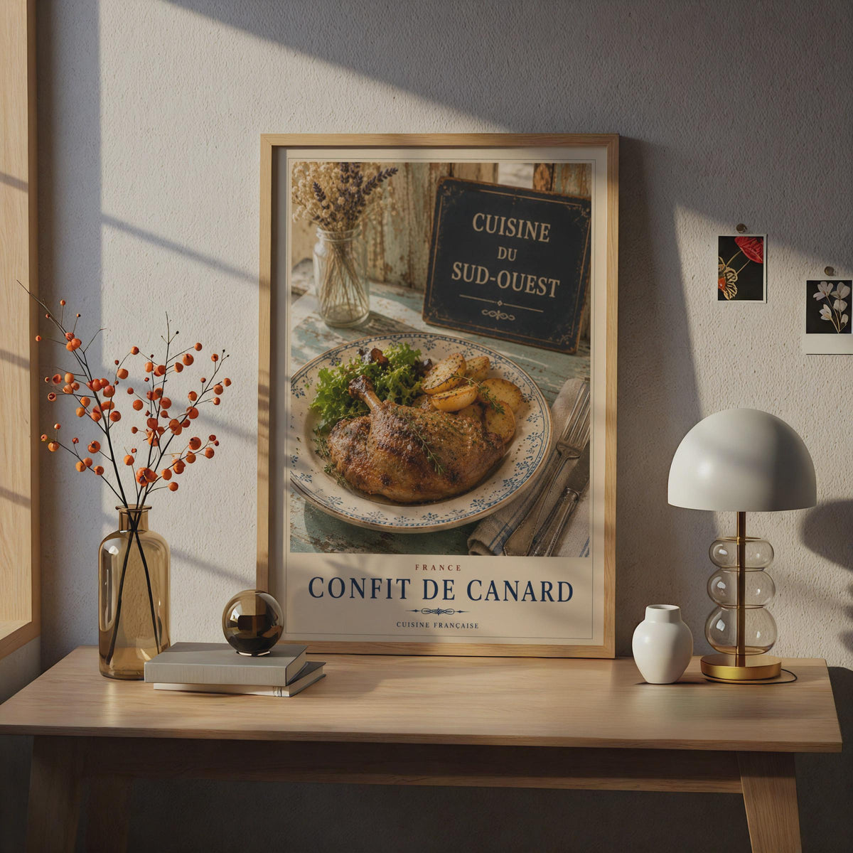 Confit de Canard French Food Poster, Cuisine Francaise Kitchen Wall Art, France Duck
