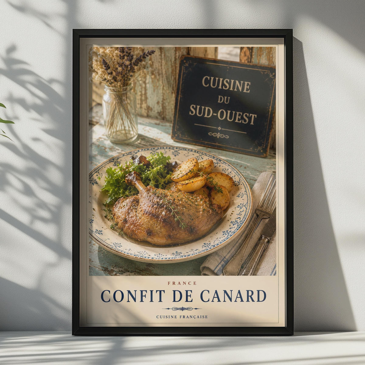 Confit de Canard French Food Poster, Cuisine Francaise Kitchen Wall Art, France Duck
