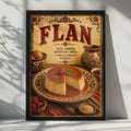 Flan Mexican Dessert Poster, Vintage Kitchen Wall Art, Caramel Food Print, Retro