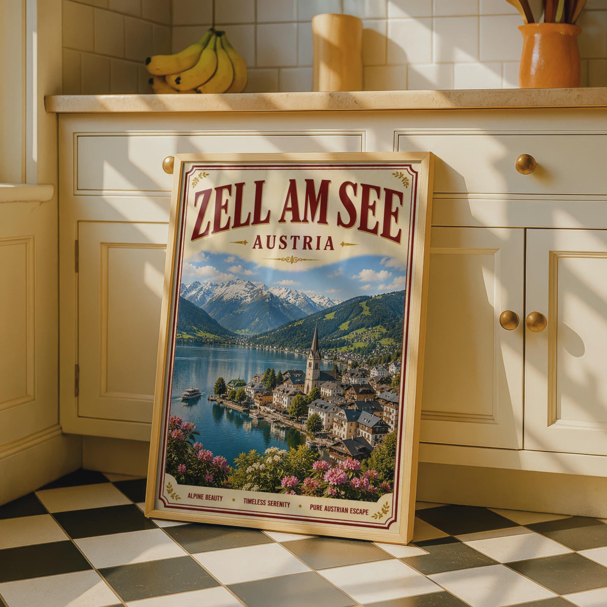 Zell Am See Austria Vintage Travel Poster, Alpine Lake Wall Art, Austrian Gift