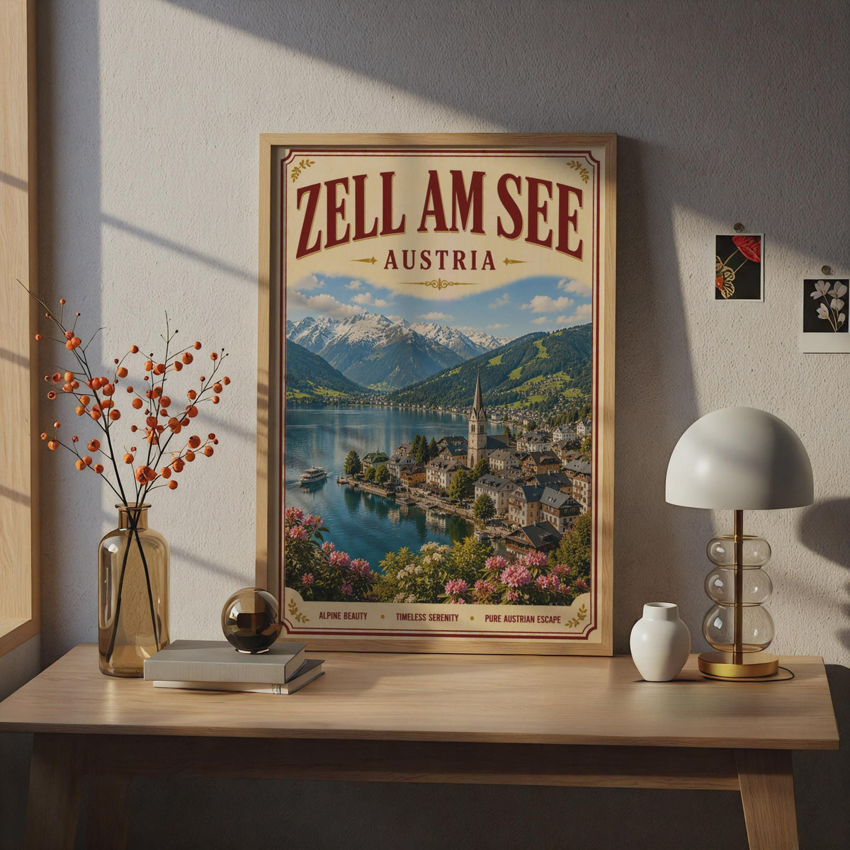 Zell Am See Austria Vintage Travel Poster, Alpine Lake Wall Art, Austrian Gift