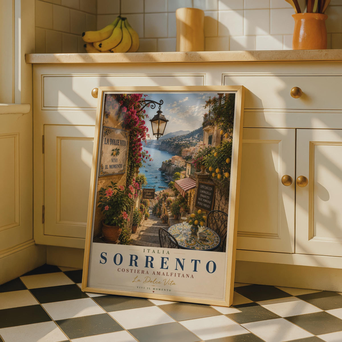 Sorrento Italy Travel Poster, Amalfi Coast Wall Art, La Dolce Vita, Italian Print