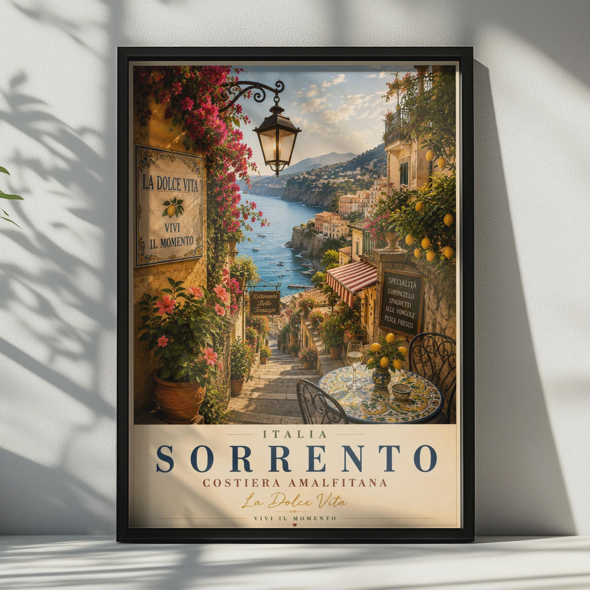 Sorrento Italy Travel Poster, Amalfi Coast Wall Art, La Dolce Vita, Italian Print