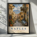 Naples Italy Travel Poster, Vintage Italian Street Scene, Vespa La Dolce Vita Wall Art