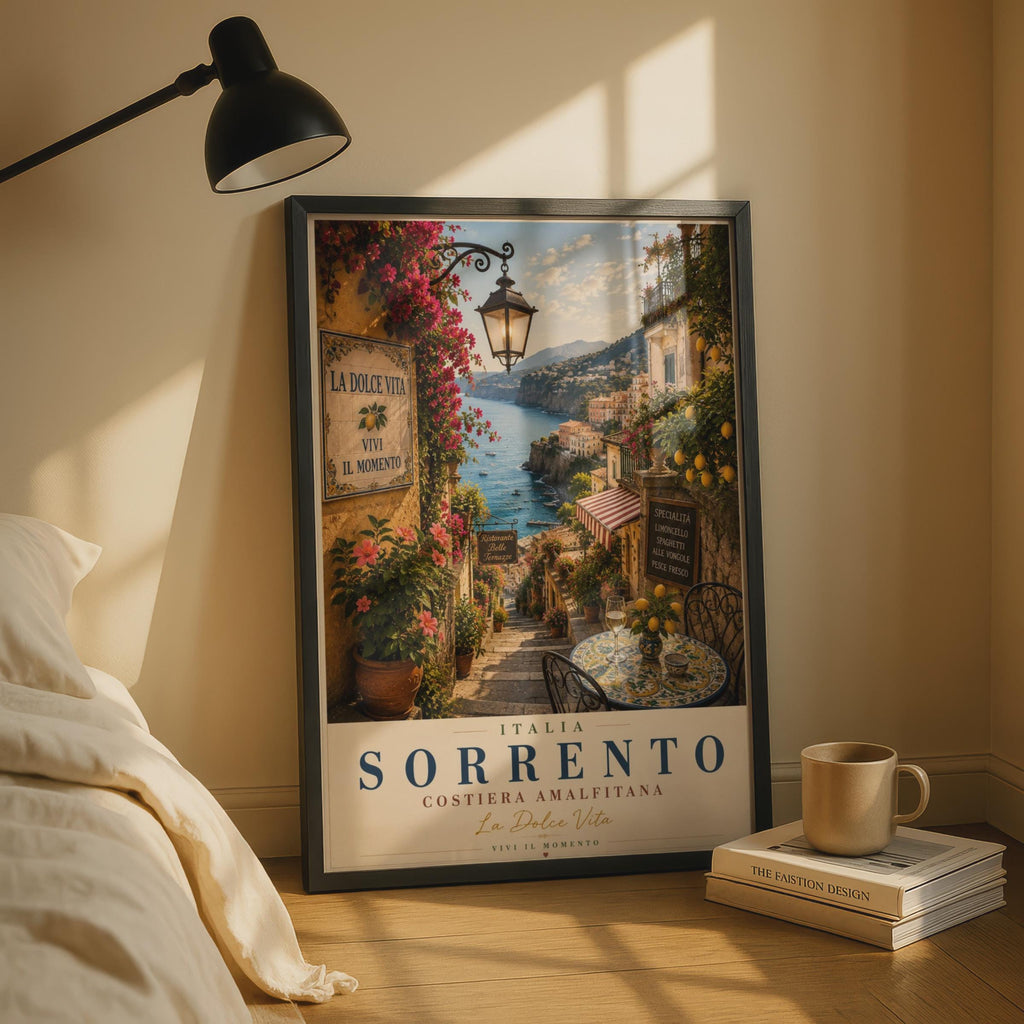 Sorrento Italy Travel Poster, Amalfi Coast Wall Art, La Dolce Vita, Italian Print