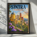 Sintra Portugal Travel Poster, Pena Palace Wall Art, Vintage Style Portuguese Castle Print