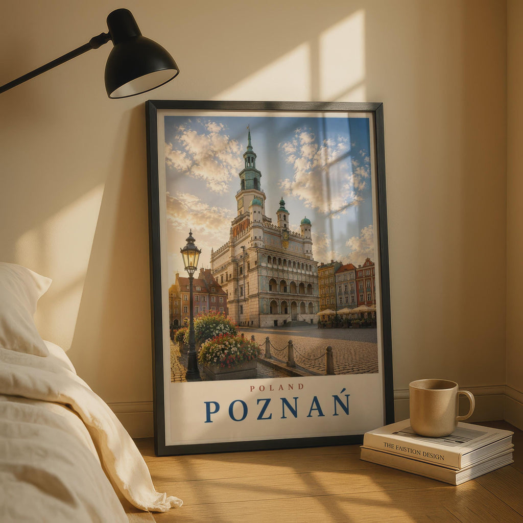 Poznan Poland Travel Poster, Old Market Square Wall Art, Polish City Print