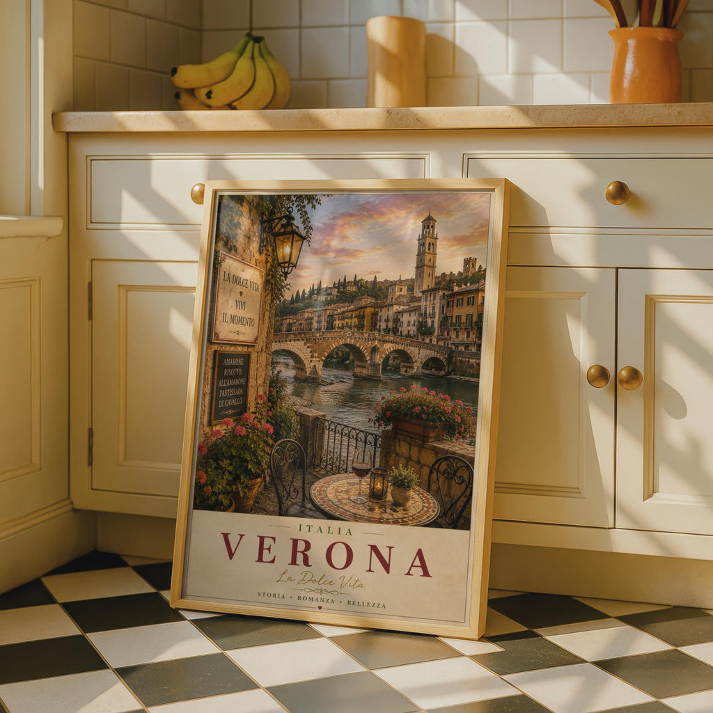 Verona Italy Travel Poster, La Dolce Vita Italian Wall Art, Vintage Italy Print