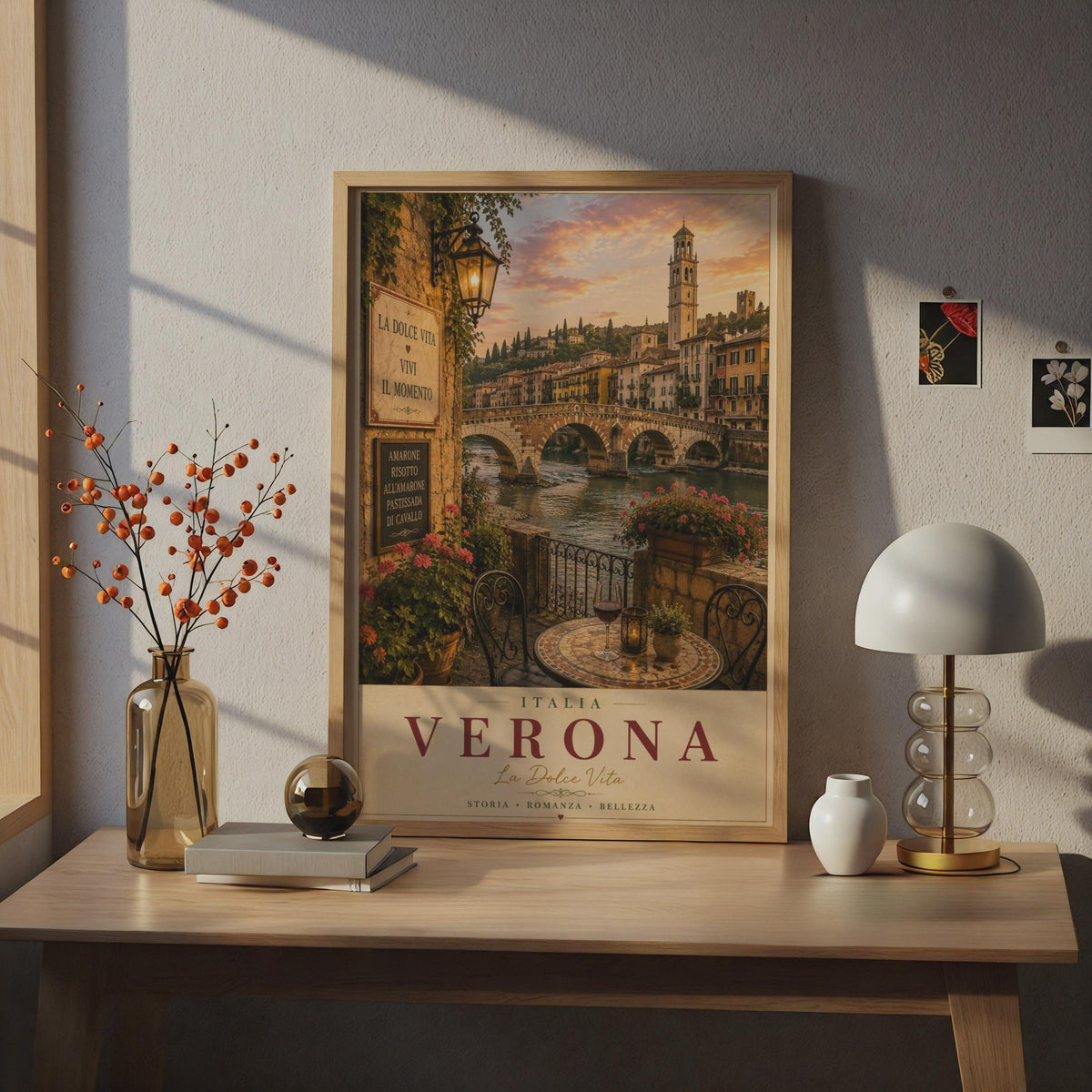 Verona Italy Travel Poster, La Dolce Vita Italian Wall Art, Vintage Italy Print
