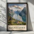 Sognefjord Norway Travel Poster, Norwegian Fjord Wall Art, Scandinavian Print, Nordic Decor