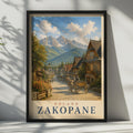 Zakopane Poland Travel Poster, Tatra Mountains Wall Art, Vintage Polish Town Print