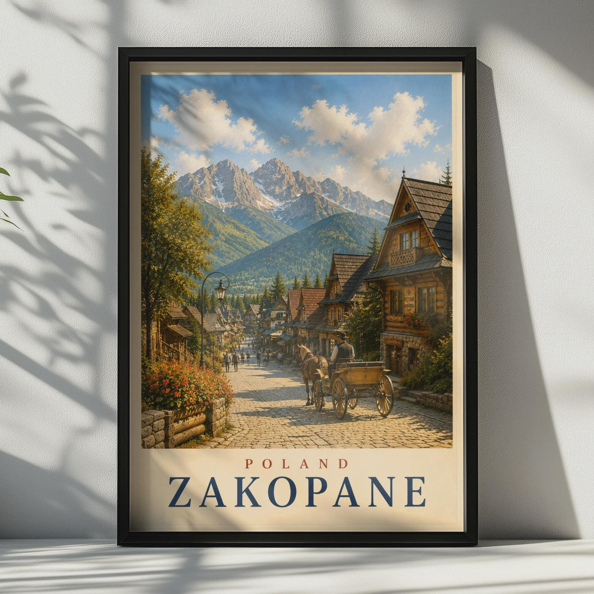 Zakopane Poland Travel Poster, Tatra Mountains Wall Art, Vintage Polish Town Print