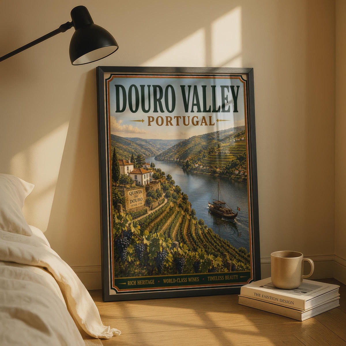 Douro Valley Portugal Vintage Travel Poster, Portuguese Wine Country Wall Art