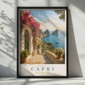 Capri Italy Travel Poster, Via Tragara Faraglioni Rocks, La Dolce Vita Italian Wall Art