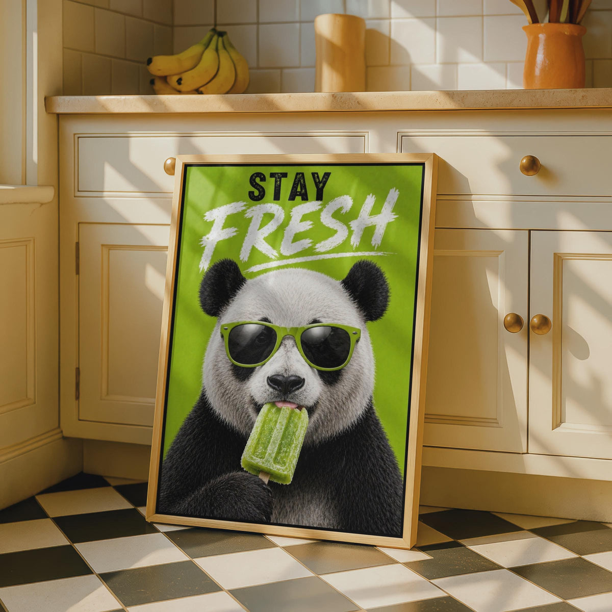 Panda Poster, Green Sunglasses, Ice Lolly Print, Street Art Style Wall Art