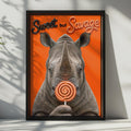 Sweet But Savage Rhino Poster, Funny Animal Wall Art, Bold Orange Neon Quote Print