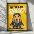 Funny Golden Retriever Poster, Where's My Snack Dog Wall Art, Yellow Humour Pet Print