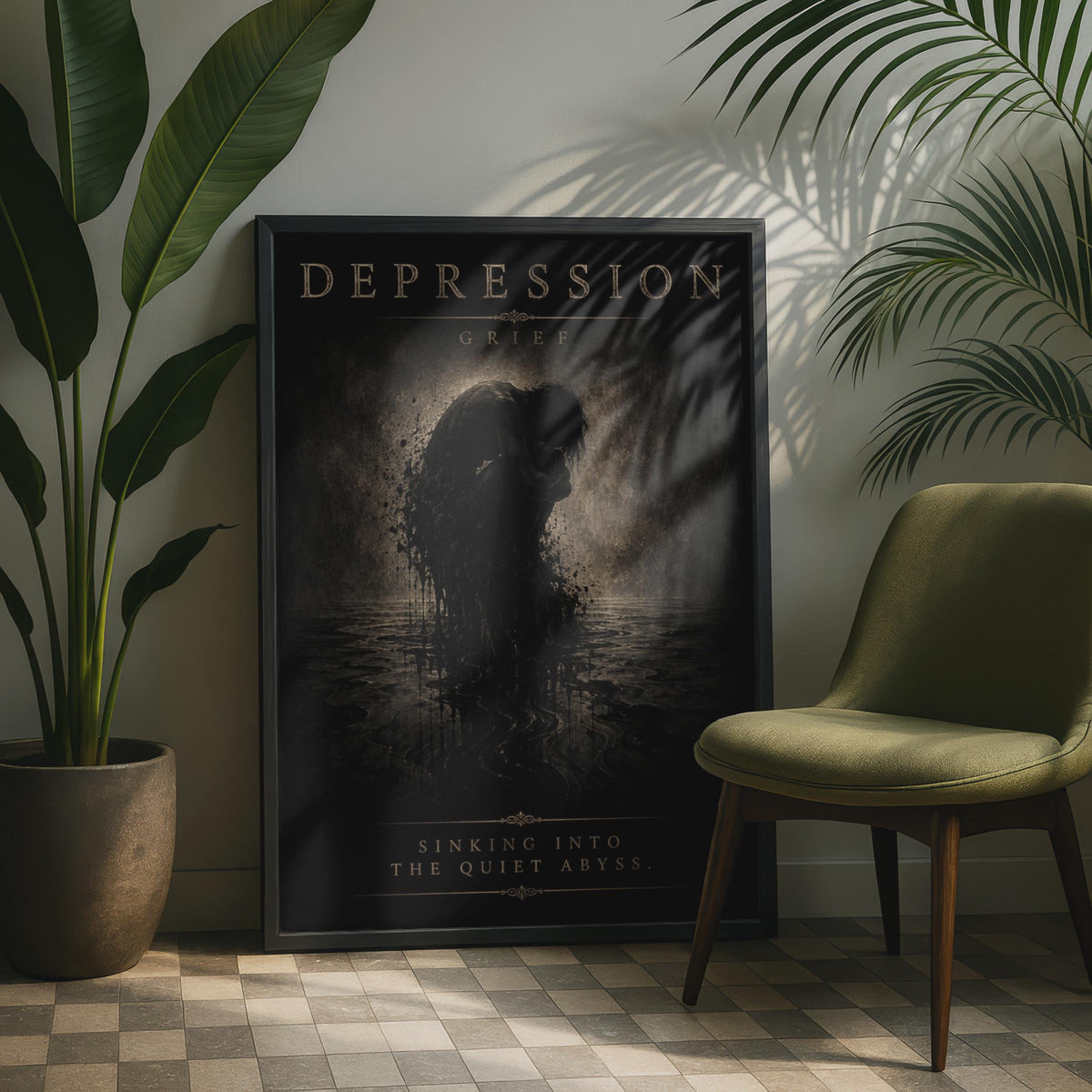 Grief Art Print – Deep Sorrow, Gothic Wall Decor, Emotional Poster