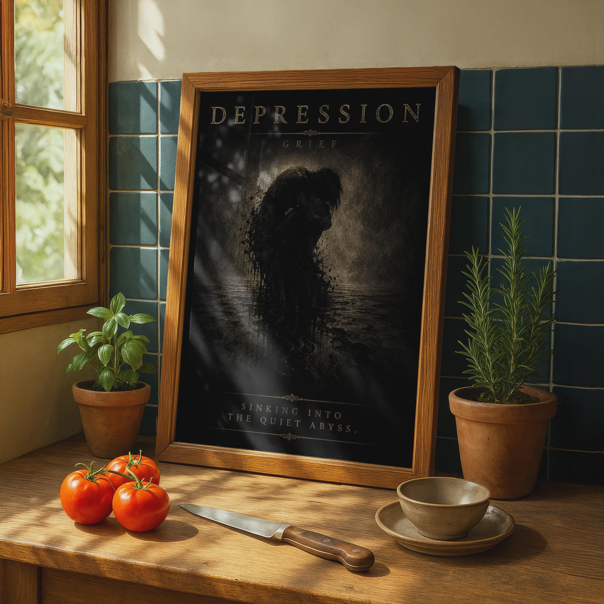 Grief Art Print – Deep Sorrow, Gothic Wall Decor, Emotional Poster