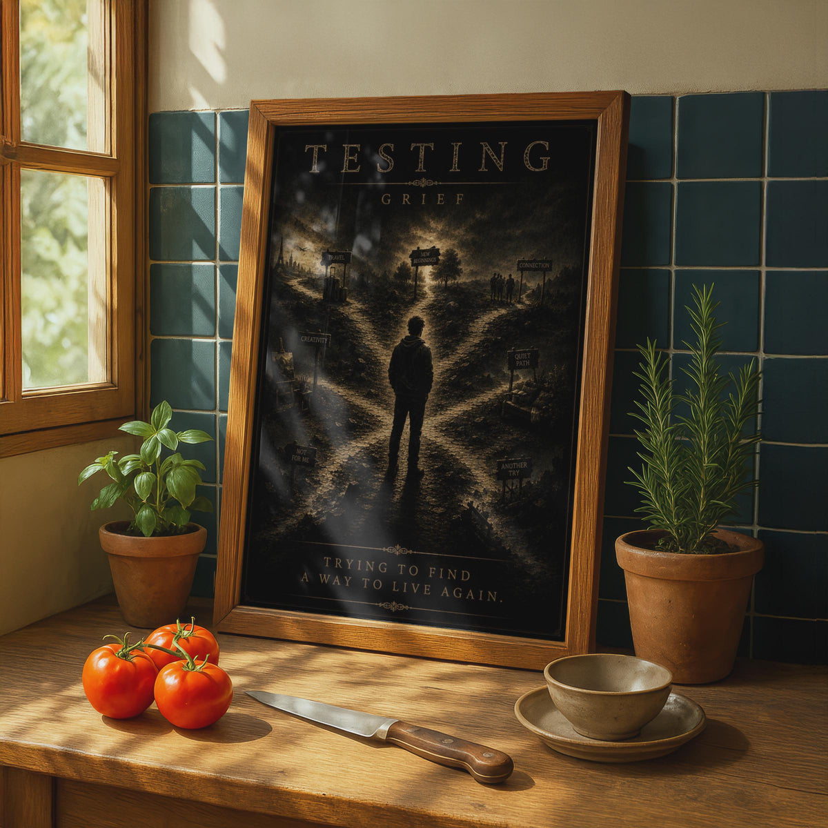 Grief Testing Poster, Dark Emotional Wall Art, Finding Your Way, Mental Health Print