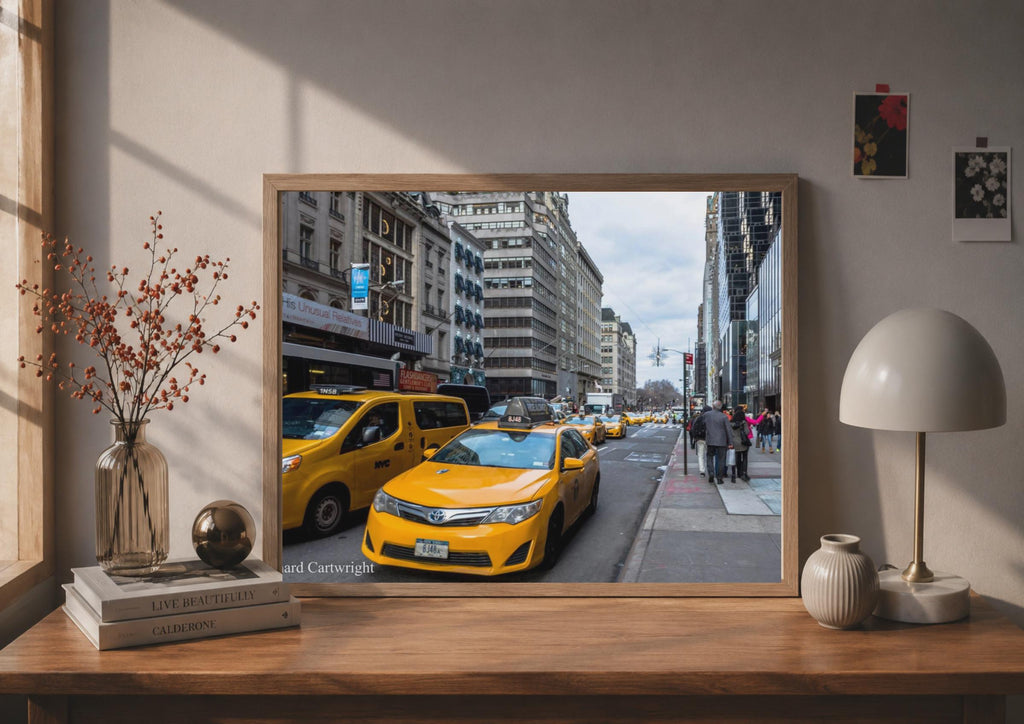 New York City Yellow Taxi Poster, NYC Street Photography, Manhattan Wall Art Print