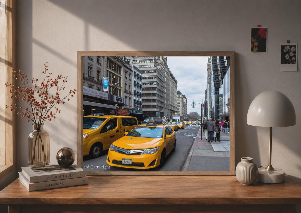 New York City Yellow Taxi Poster, NYC Street Photography, Manhattan Wall Art Print