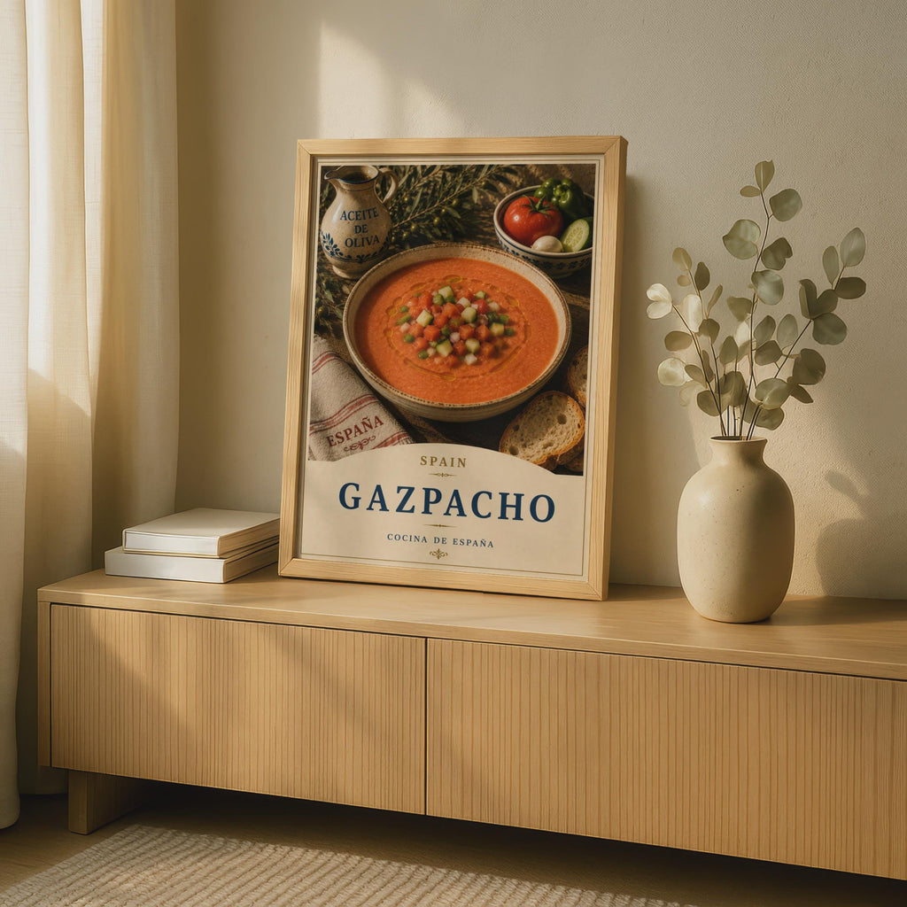 Gazpacho Spain Food Poster, Spanish Kitchen Wall Art, Cocina de Espana, Tomato Soup Print