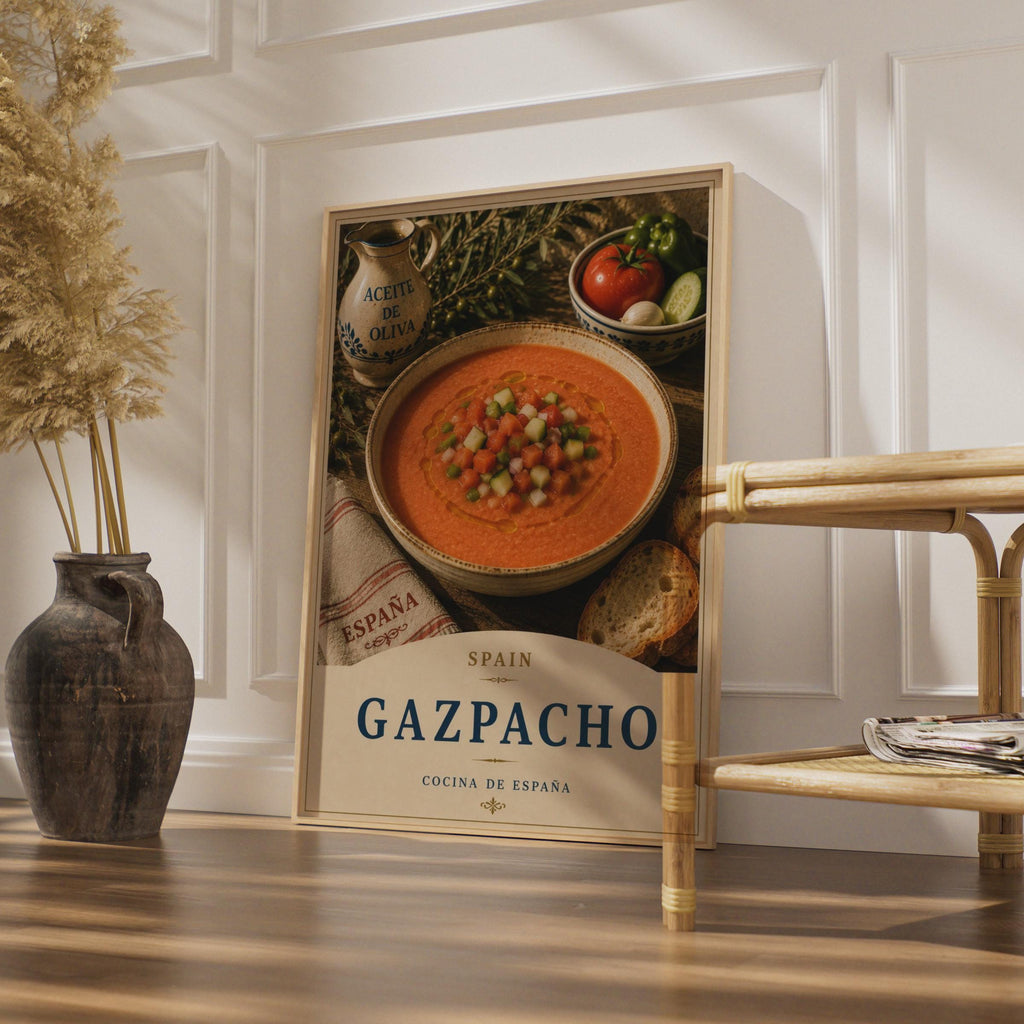 Gazpacho Spain Food Poster, Spanish Kitchen Wall Art, Cocina de Espana, Tomato Soup Print